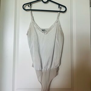 White Bodysuit Cami with Lace Detail